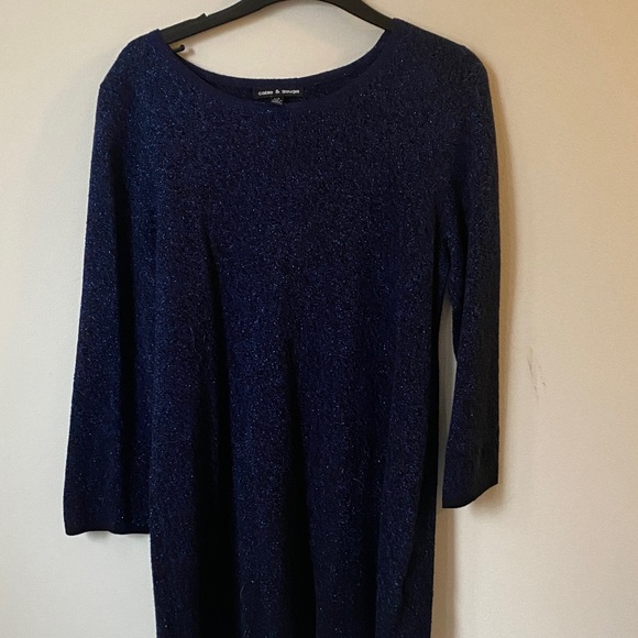 Sparkles Cable & Gauge Navy Blue Long Sleeve Sweater - Picture 3 of 5